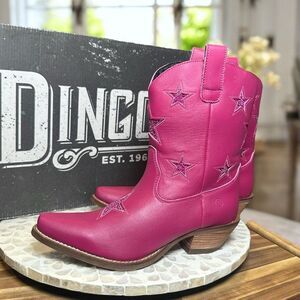 Dingo Star Struck Cowboy Boots Fuchsia Pink Leather Western Rodeo Women’s Size 7